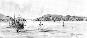 Steam Ships Prints: The War in Eastern Asia: entrance to Takao, Formosa, 1895. Creator: George Meisenbach