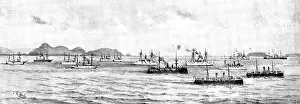 Wells J R Prints: The War in Eastern Asia: men-of-war anchored off Chefoo - a sketch from the shore