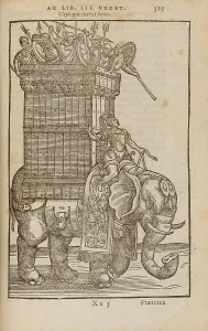 War Atrocities Prints: War elephant. From De re militari by Vegetius