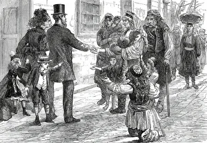 Displaced Person Prints: The War in the Herzegovina: Refugees begging outside an hotel at Ragusa
