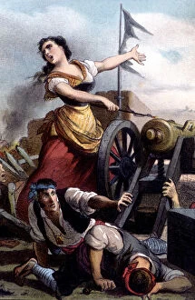 War of the Independence, siege of Zaragoza, Augustine of Aragon firing the cannon