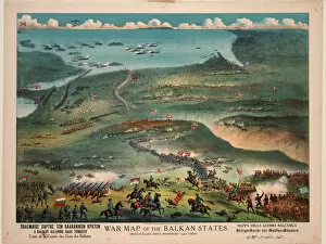 Balkan War Gallery: War map of the Balkan States. Artist: Joseph Koehler, Publisher, New York (active 1892-1913)