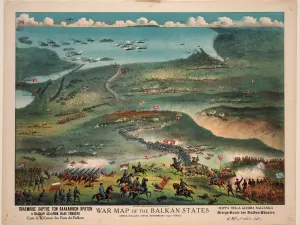 Balkan War Gallery: War map of the Balkan States. Artist: Joseph Koehler, Publisher, New York (active 1892-1913)