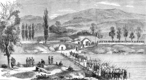 Vizetelly Francis Prints: The War in Naples - Garibaldian troops crossing the Volturno... 1860. Creator: Unknown