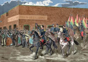 War of the Pacific (1879-1883); Entry into Iquique (Chile) of General Hilarion Daza on... 1879. Creator: Unknown
