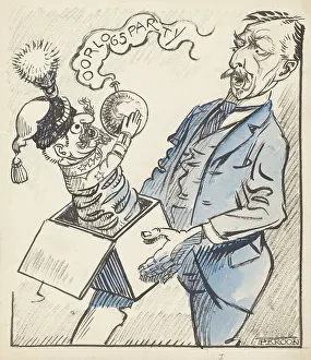 Jack In A Box Prints: War party jumps out of a Jack in the Box, 1920-1930. Creator: Patrick Kroon