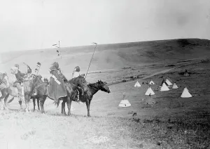 Wigwam Prints: War party's farewell-Atsina, c1908. Creator: Edward Sheriff Curtis