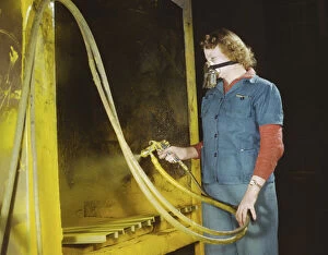 Cloth Collection: War production workers at the Heil Company making gasoline trailer... Milwaukee, Wisconsin, 1943