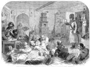 Heating Prints: The War in Schleswig: Austrian outpost near Lottorf - from a sketch by our special artist