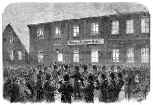 Military Band Prints: The War in Schleswig: band playing before Marshal Wrangel's head-quarters at Hadersleben