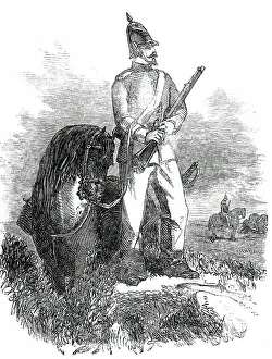 First Schleswig War Prints: The War in Schleswig - Outpost Duty - the Vidette - Holstein Cavalry-Man