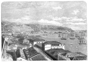 War between Spain and Chili: the port of Valparaiso, Chili, South America, 1865. Creator: Unknown
