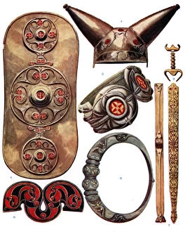 Wonders Of The Past Collection: War trappings of the ancient Britons, 1933-1934