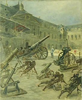 Canvasmaterial Prints: War trophies in the courtyard of les Invalides, in 1917. Creator: E Chaperon