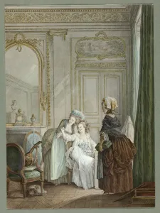Dressing Room Prints: The Wardrobe Consultant, 1782. Creator: Nicolas Lavreince