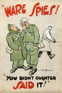 Precaution Prints: Ware spies! You didn't oughter said it, careless talk World War II poster, 1939-1946