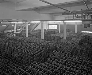 Storage Gallery: Warehouse full of crates of bottles, Ward & Sons, Swinton, South Yorkshire, 1960