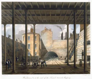 Warehouses etc at the end of the Tunnel towards Wapping, Liverpool, 1832-1833