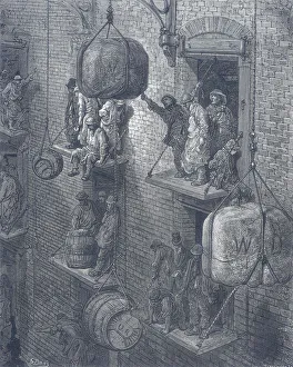 Pannemaker Prints: Warehousing in the City, 1872. Artist: Adolphe Francois Pannemaker