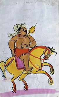 Courage Prints: A warrior on horseback. Creator: Unknown