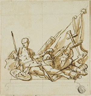 Trophies Prints: Warrior upon Sarcophagus Accompanied by Trophies: Unexecuted Design for the Monument to