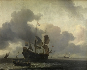 The Warship De Jacob at Anchor, c1650-1708. Creator: Ludolf Bakhuizen