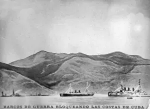 Tabacalera Cubana Gallery: Warships blocking the coast of Cuba, (1898), 1920s
