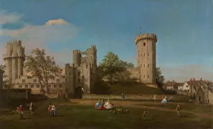 Warwick Castle Collection: Warwick Castle, East Front from the Outer Court, 1752. Creator: Canaletto