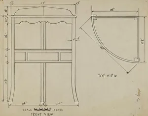 Pen And Ink And Graphite On Paper Prints: Wash Stand, 1935/1942. Creator: Unknown