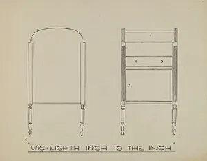 Pen And Ink And Graphite On Paper Prints: Wash Stand, c. 1939. Creator: Unknown