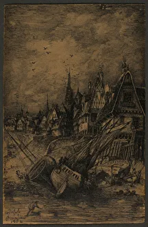 Beached Prints: Washed Up Ships, 1864. Creator: Rodolphe Bresdin