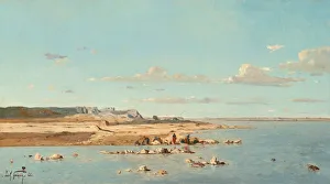Washerwoman Collection: Washerwomen on the Banks of the Durance, 1866. Creator: Paul Guigou
