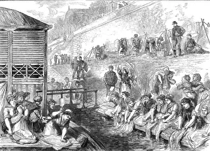 Cleaning Prints: Washerwomen of the banlieue at the Quai de la Conference, Paris, 1871. Creator: Unknown
