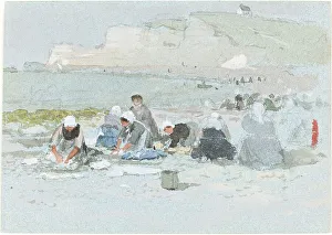 Washerwomen Prints: Washerwomen on the Beach at Etretat. Creator: George Henry Boughton
