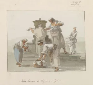 Washerwoman Prints: Washerwomen of Chiaja in Naples, 1778. Creator: Louis Ducros