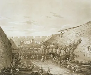 Washerwomen at the Fountain of Arethusa, pub. 1807. Creator: William Wilkins (1778-1839)