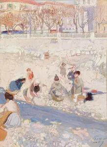 Washerwoman Prints: Washerwomen, a Motif from Nice, 1907. Creator: Antti Faven