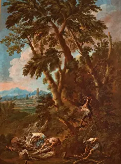 Underneath Prints: Washerwomen and Woodcutters, between 1712-1715. Creator: Alessandro Magnasco