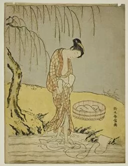 Hygiene Gallery: Washing Cloth in a Stream, c. 1768 / 69. Creator: Suzuki Harunobu