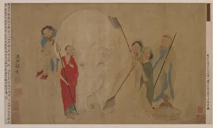 Washing the elephant, Ming dynasty, 17th century. Creator: Unknown