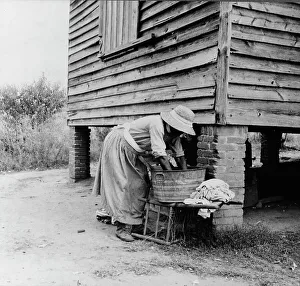 Washtub Prints: Washing facilities on a Greene County, Georgia, tenant farm, 1937. Creator: Dorothea Lange