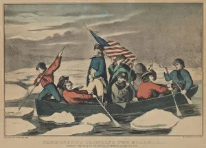Currier And Ives Prints: Washington Crossing the Delaware - Evening Previous to the Battle of Trenton, December