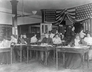 Washington, D.C. public schools, Business High School - classroom scene, (1899?). Creator: Frances Benjamin Johnston