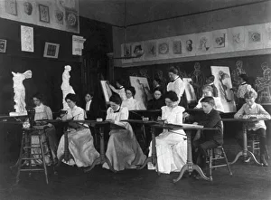 Cyanotypes 1890 1900 Gmgpc Prints: Washington, D.C. public schools - Eastern High students in art class