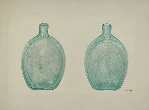 Glass Bottle Prints: Washington Eagle Flask, c. 1942. Creator: V. L. Vance