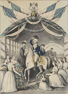 Hero Worship Prints: Washingtons Reception by the Ladies on Passing the Bridge at Trenton, N. J