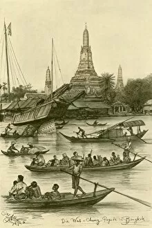 Punting Gallery: Wat Chaeng, Bangkok, Siam, 1898. Creator: Christian Wilhelm Allers