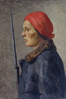 Socrealism Prints: On Watch, 1930s. Creator: Ryazhsky, Georgi Georgievich (1895-1952)