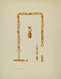 Watercolor And Graphite On Paper Collection: Watch Chain, c. 1937. Creator: Tulita Westfall