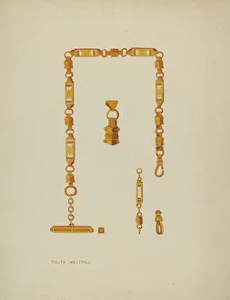 Watercolor And Graphite On Paper Collection: Watch Chain, c. 1937. Creator: Tulita Westfall